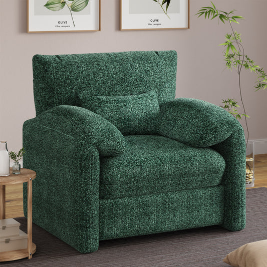 YODOLLA Oversized Accent Chair for Living Room, 36.2'' Chenille Mid Century Reading Chair in Green