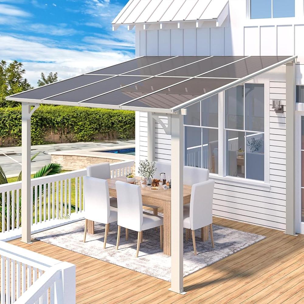 AECOJOY 8' x 8' Hardtop Gazebo Outdoor Aluminum Pergola For Garden, Patio, Backyard-White