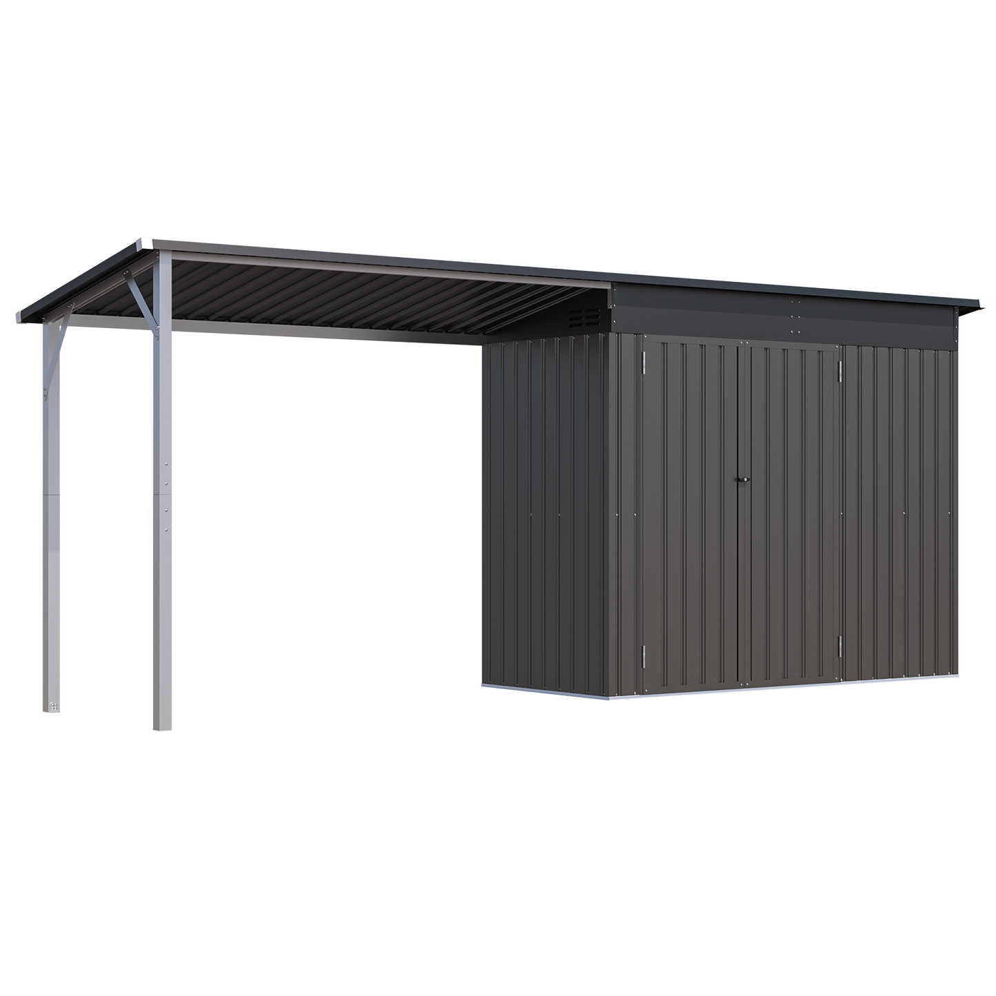 YODOLLA Outdoor Open-Sided Storage Shed, 6x4 Sheds & Outdoor Storage with 56 Sq. Ft Covered, 2-in-1 Tool Shed with Attached Hardtop Metal Pergola Gazebo