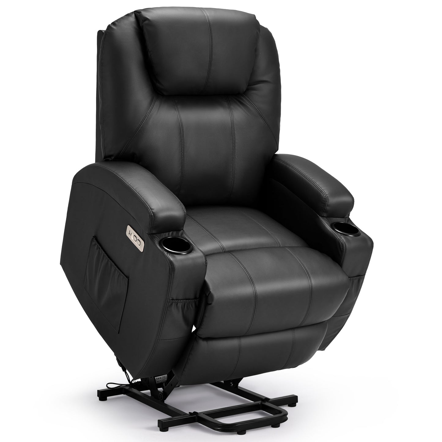 YODOLLA Power Lift Recliner Chair for Elderly, Electric Lift Chair Sofa with Side Pockets, USB & Type-C Ports, Black,PU Leather