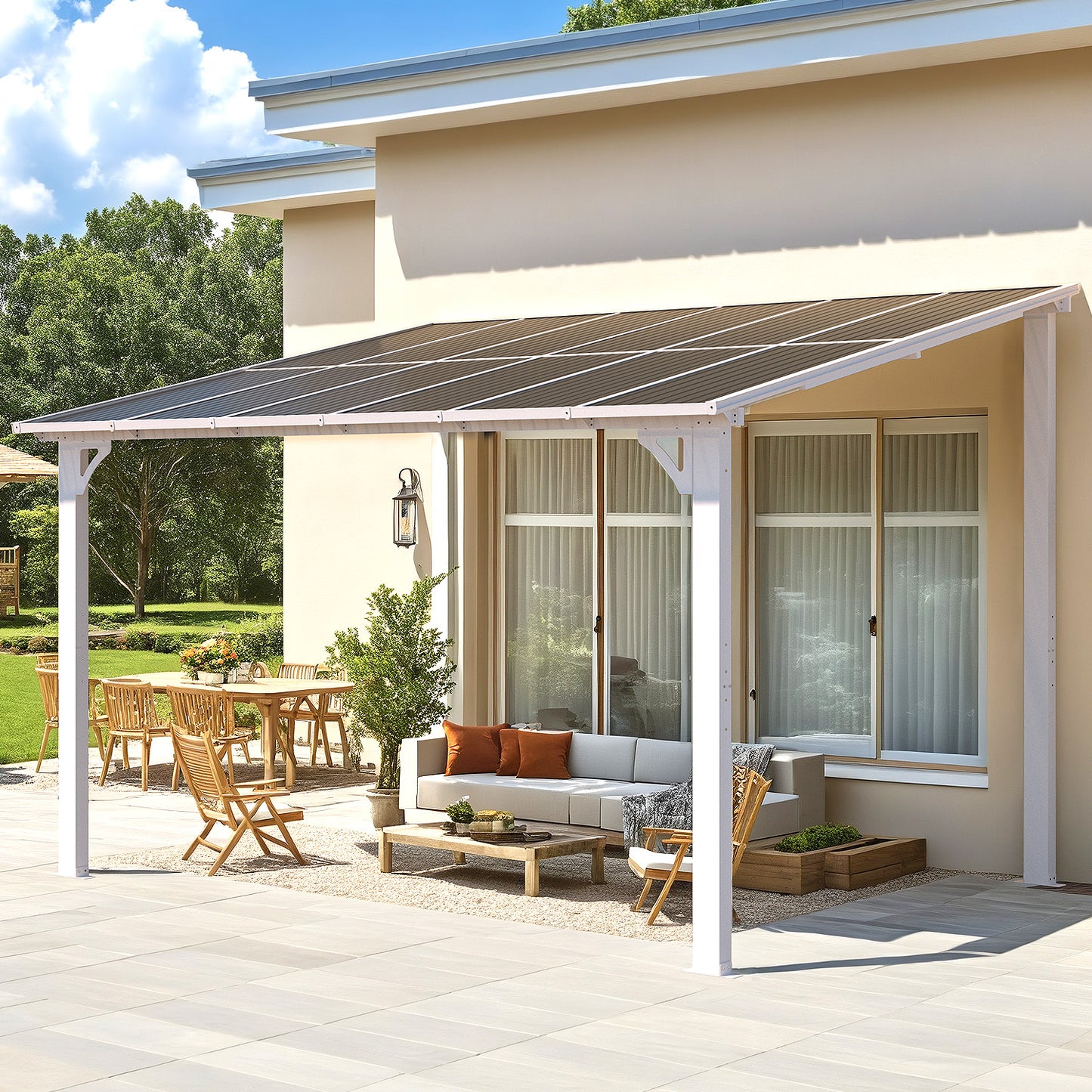 YODOLLA 8' x 12' Hardtop Gazebo Outdoor Aluminum Pergola For Garden, Patio, Backyard-White