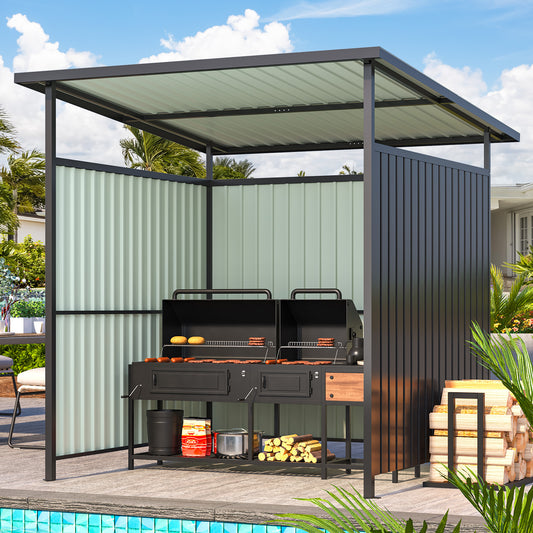 AECOJOY 6' x 6' Hardtop Gazebo Outdoor Pergola For Garden, Patio, Backyard-Dark Gray