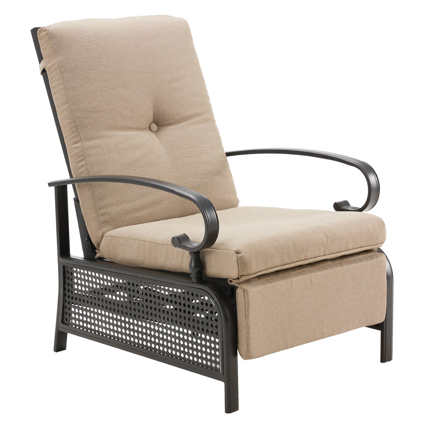 AECOJOY Adjustable Patio Reclining Lounge Chair with Strong Extendable Metal Frame and Comfortable Cushions-Beige