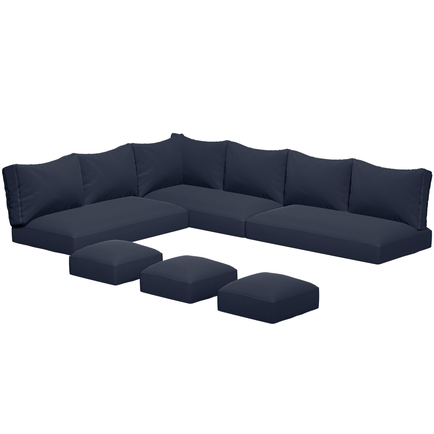 YODOLLA Outdoor Cushions, 4 inch Patio Cushions for Outdoor Furniture, Replacement Cushions Fits 7-Seats Sectional Rattan Conversation Set, Splashproof, Memory Foam Cushions and Covers (Navy)