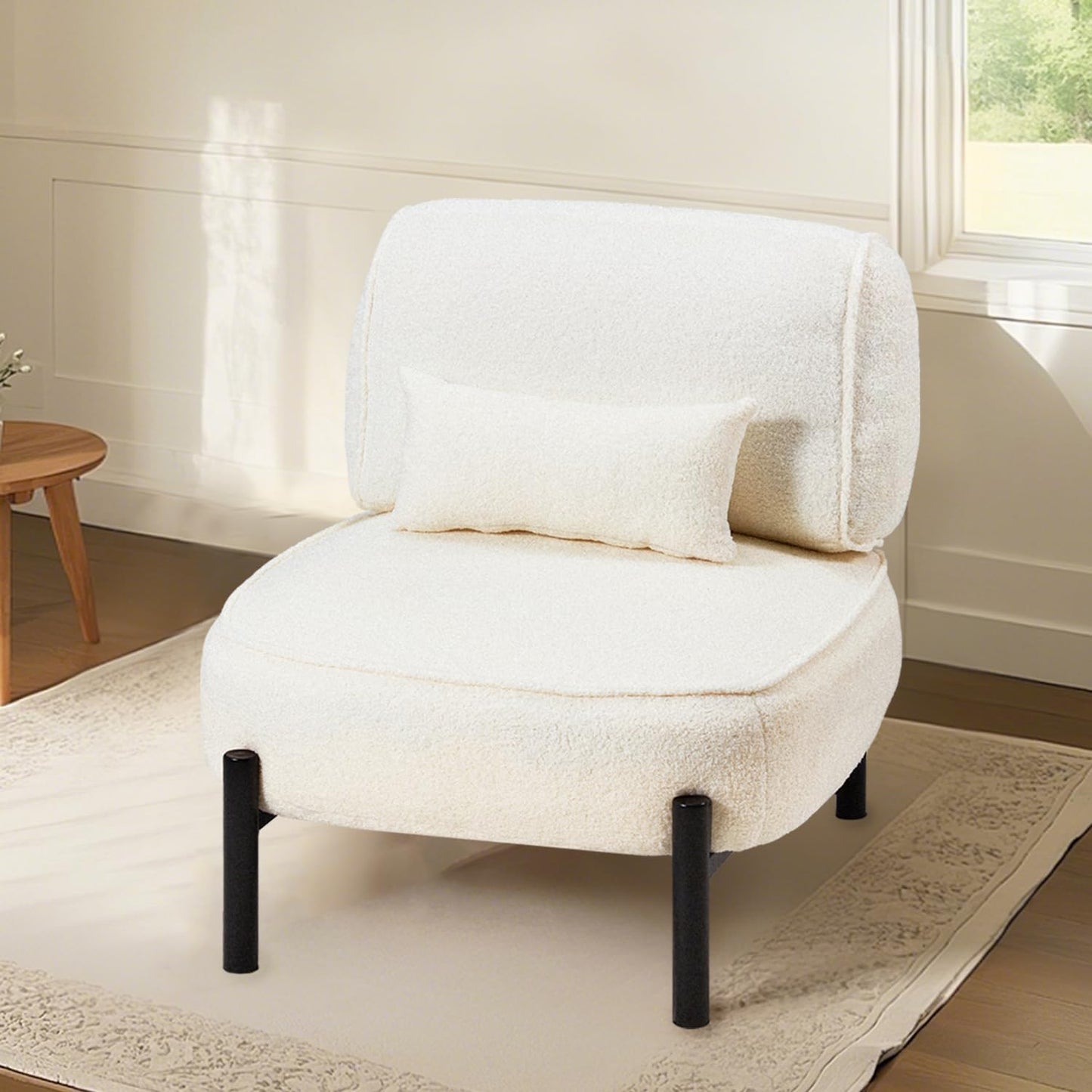 YODOLLA Living Room Chairs,Mid-Century Modern Accent Chair,Reading Chair for Bedroom,White