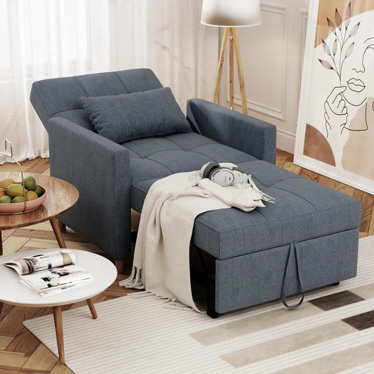 YODOLLA 31.5" 3-in-1 Sleeper Sofa Bed Chair,Pull Out Couch for Living Room,Lounge Chair Indoor in Dark Grey