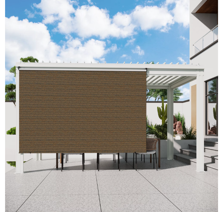 YODOLLA Outdoor Roller Shade, 8"(W) x8(H) Sun Shade Cover Canopy with 99% UV Protection, 220GSM HDPE Exterior Cordless Roll Up Shade Blinds Privacy Screen for Patio, Pergola, Gazebo, Mocha