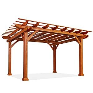 YODOLLA 12'x10' Outdoor Wood Pergola, Wooden Gazebo with Solid Structure