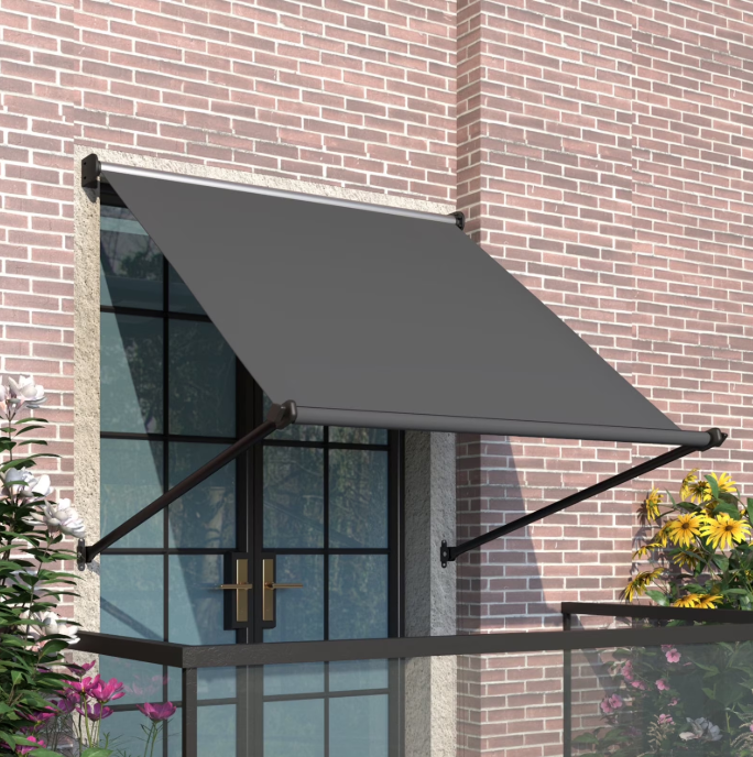 YODOLLA Retractable Awning 55"x50", Manual Outdoor Sun Shade Canopy for Patio Deck Window, Dark Grey