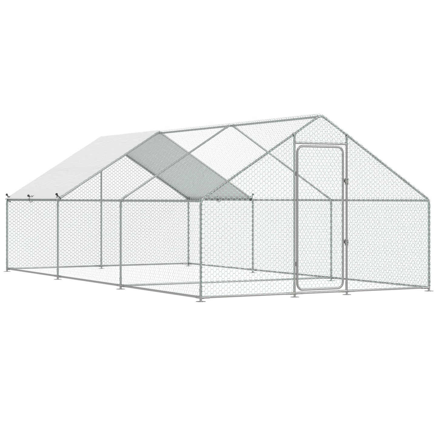YODOLLA Chicken Coop Run Chicken Playpen 200 Sq.Ft Large Walk-in Metal Chicken Cage with Chain Link Fence