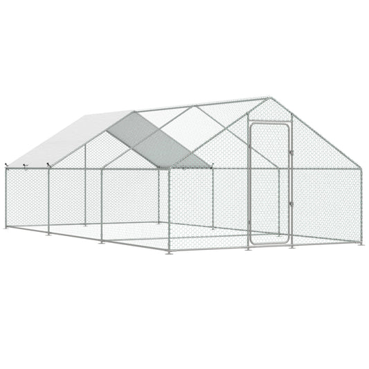 YODOLLA Chicken Coop Run Chicken Playpen 200 Sq.Ft Large Walk-in Metal Chicken Cage with Chain Link Fence