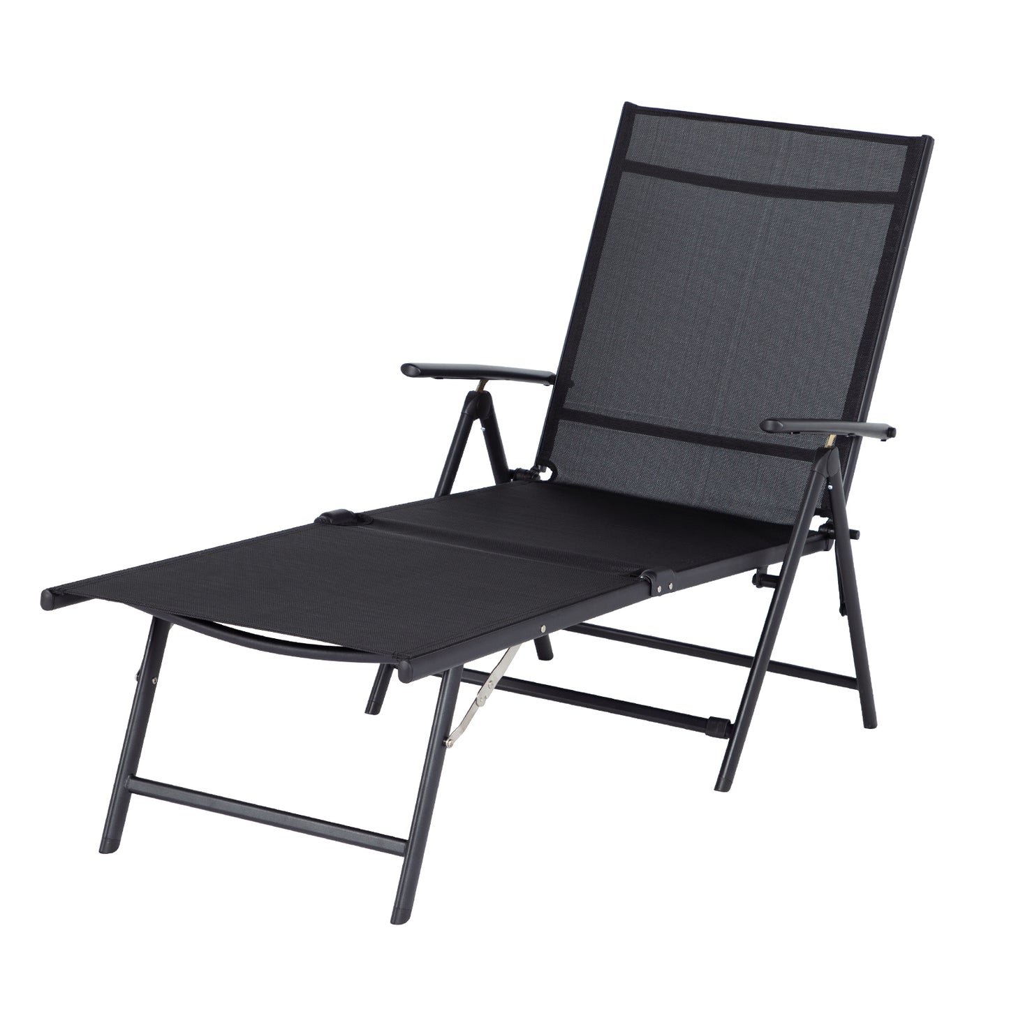 AECOJOY Outdoor Chaise Lounge Chair, Adjustable Reclining Folding Pool Lounge with Adjustable Backrest-Black