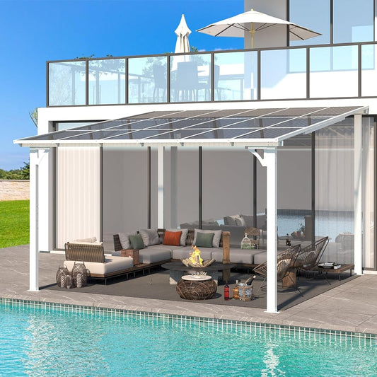 YODOLLA 12' x 12' Hardtop Gazebo Outdoor Aluminum Pergola For Garden, Patio, Backyard-White