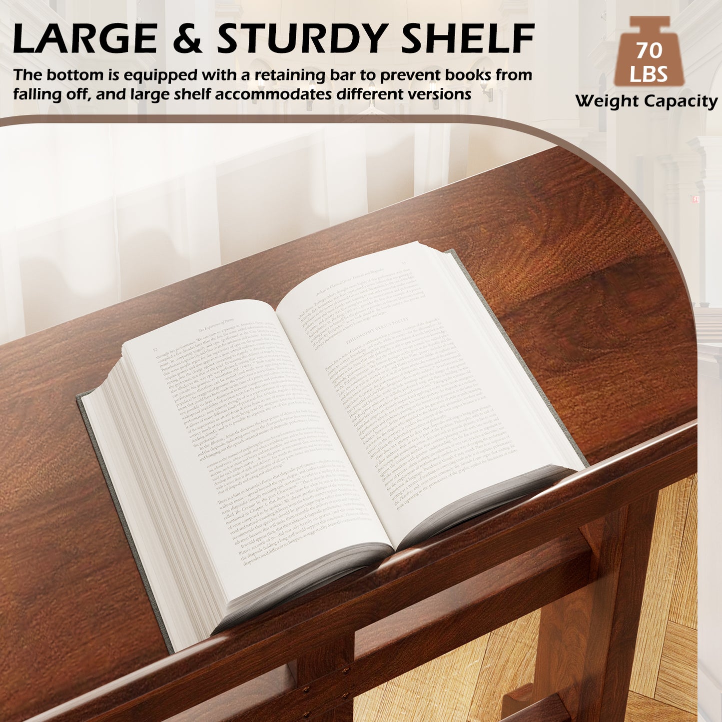 YODOLLA Acacia Wood Prayer Bench Kneeler Prayer Table at Home with Cushion Pad,Church Kneeling Stand Stool Padded Prayer Chair Shelf for Kneeling at Home and Church