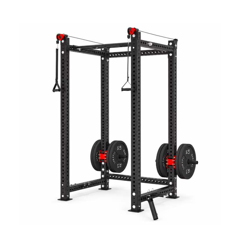YODOLLA Power Cage, 2000 lb 3 x 3 Power Rack with Built-In Pulley System, Heavy-Duty Squat Rack Cable Machine for Home Gym, Black