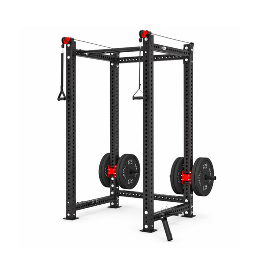 YODOLLA Power Cage, 2000 lb 3 x 3 Power Rack with Built-In Pulley System, Heavy-Duty Squat Rack Cable Machine for Home Gym, Black