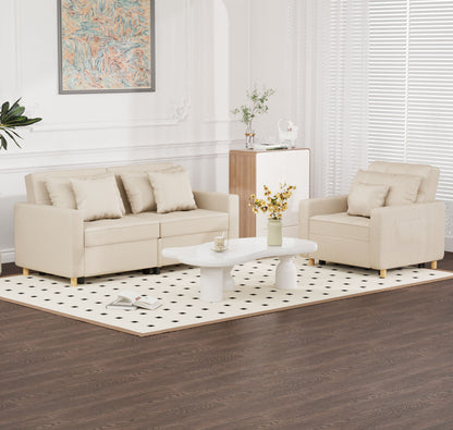 YODOLLA 71" Sleeper Sofa Bed & 3-in-1 Futon Pull Out Couch for Living Room & Bedroom, Convertible Loveseat in Beige