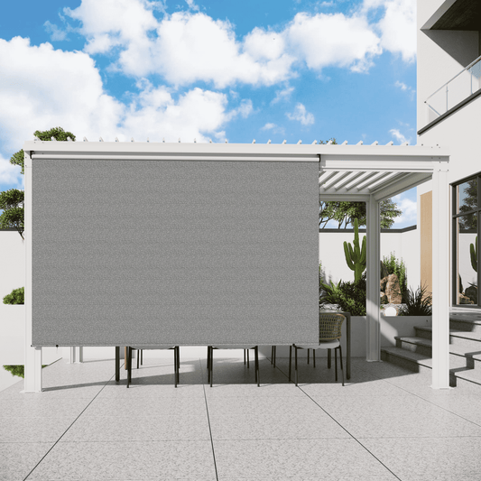 YODOLLA Outdoor Roller Shade, 8"(W) x10(H) Sun Shade Cover Canopy with 99% UV Protection, 220GSM HDPE Exterior Cordless Roll Up Shade Blinds Privacy Screen for Patio, Pergola, Gazebo, Gray