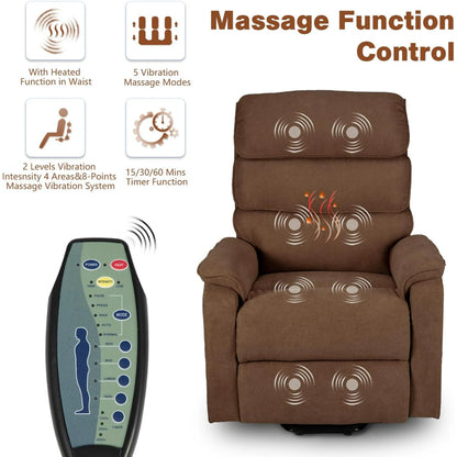 YODOLLA Dual Motor Power Lift Recliner Chair for Elderly with Massage and Heat, Electric Lounge Chair Lift Assist Single Sofa - Coffee