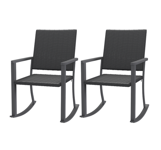 YODOLLA Patio Dining Chair (2pcs), Outdoor Rattan Firepit Patio Chair with Armrests and Metal Frame, All-Weather Outdoor Furniture for Backyard Deck Garden