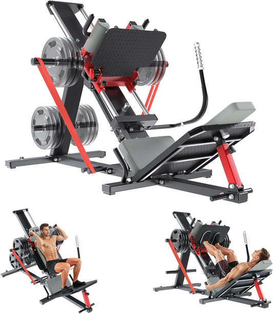 YODOLLA Hack Squat and Leg Press Machine, 2-in-1 Adjustable Lower Body Workout Equipment with Linear Bearing and Weight Storage, Heavy Duty Leg Exercise Machine for Home Gym