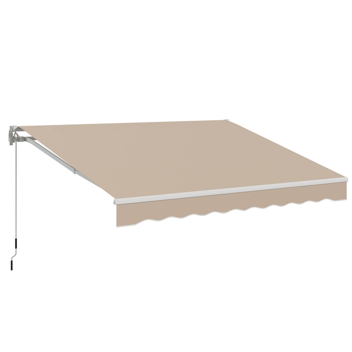 AECOJOY 8.2' x 6.5' Manual Retractable Patio Awning,Outdoor Awning Retractable Sunshade Shelter-Beige