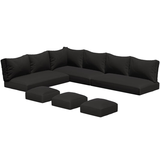 YODOLLA Outdoor Cushions, 4 inch Patio Cushions for Outdoor Furniture, Replacement Cushions Fits 7-Seats Sectional Rattan Conversation Set, Splashproof, Memory Foam Cushions and Covers (Black)