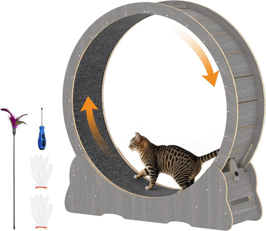 YODOLLA 45” Cat Treadmill Large XL Quiet Cat Exercise Running Wheel for Indoor Cats,Grey