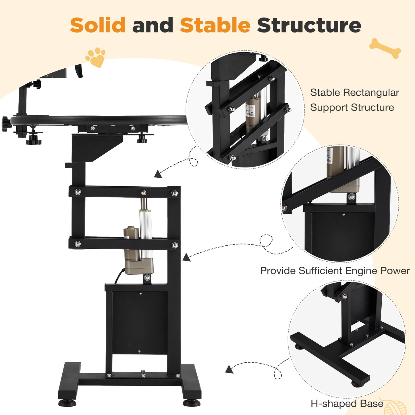 YODOLLA Electric Lift Dog Grooming Table With 24" Rotating Desktop Pet Grooming Table with Foldable Arm For Dogs at Home Tool Organizer and Wired Remote, Black