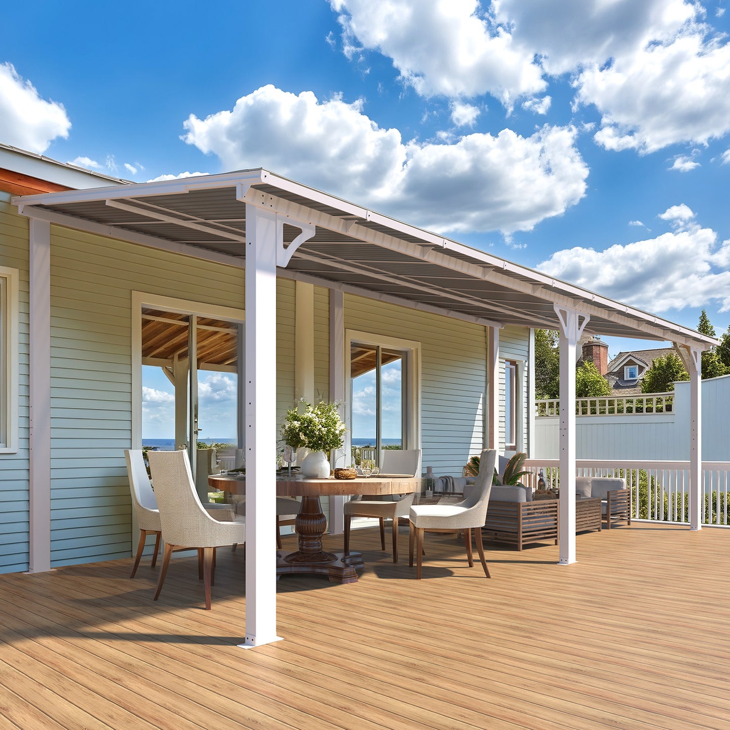 YODOLLA 8' x 20' Hardtop Gazebo Outdoor Aluminum Pergola For Garden, Patio, Backyard-White
