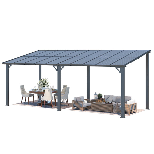 AECOJOY 8' x 20' Hardtop Gazebo Outdoor Aluminum Pergola For Garden, Patio, Backyard-Black