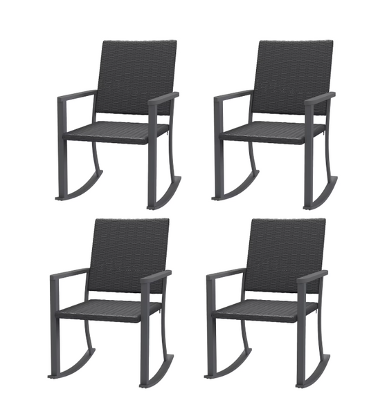 YODOLLA Patio Dining Chair (4pcs), Outdoor Rattan Firepit Patio Chair with Armrests and Metal Frame, All-Weather Outdoor Furniture for Backyard Deck Garden