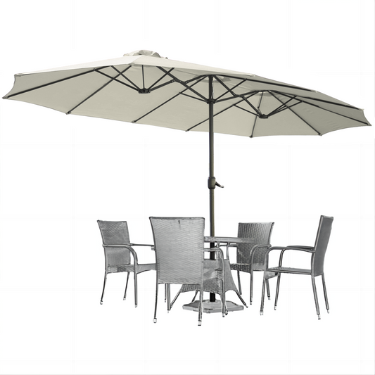 YODOLLA 15 Ft Patio Double Sided Umbrella Large Outdoor Umbrella - White