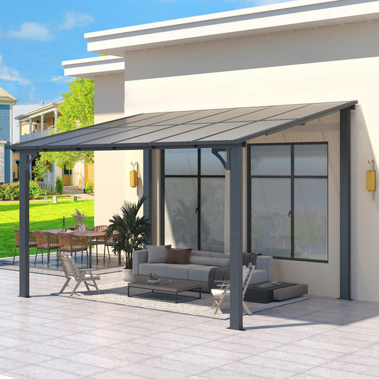 AECOJOY 8' x 12' Hardtop Gazebo Outdoor Aluminum Pergola For Garden, Patio, Backyard-Black