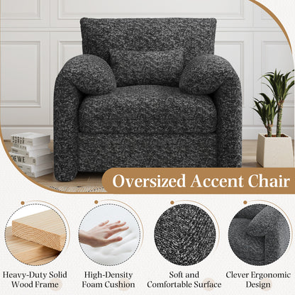 YODOLLA Oversized Accent Chair for Living Room, 36.2'' Chenille Mid Century Reading Chair in Black