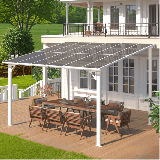 AECOJOY 10' x 12' Hardtop Gazebo Outdoor Aluminum Pergola for Garden, Patio, Backyard-White