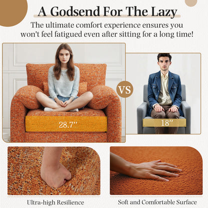 YODOLLA Oversized Accent Chair for Living Room, 36.2'' Chenille Mid Century Reading Chair in Orange