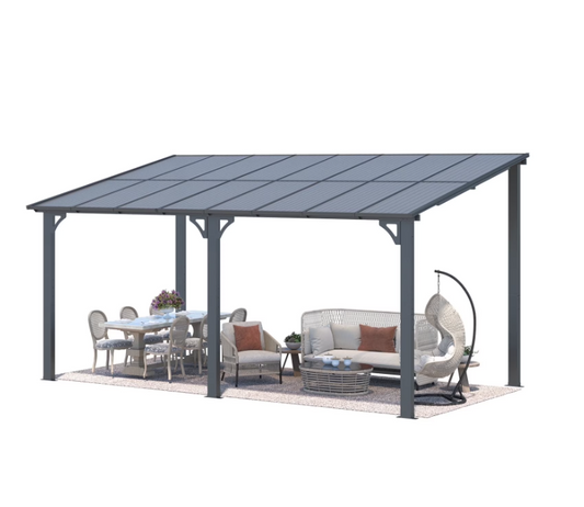 AECOJOY 8' x 16' Hardtop Gazebo Outdoor Aluminum Pergola For Garden, Patio, Backyard-Black