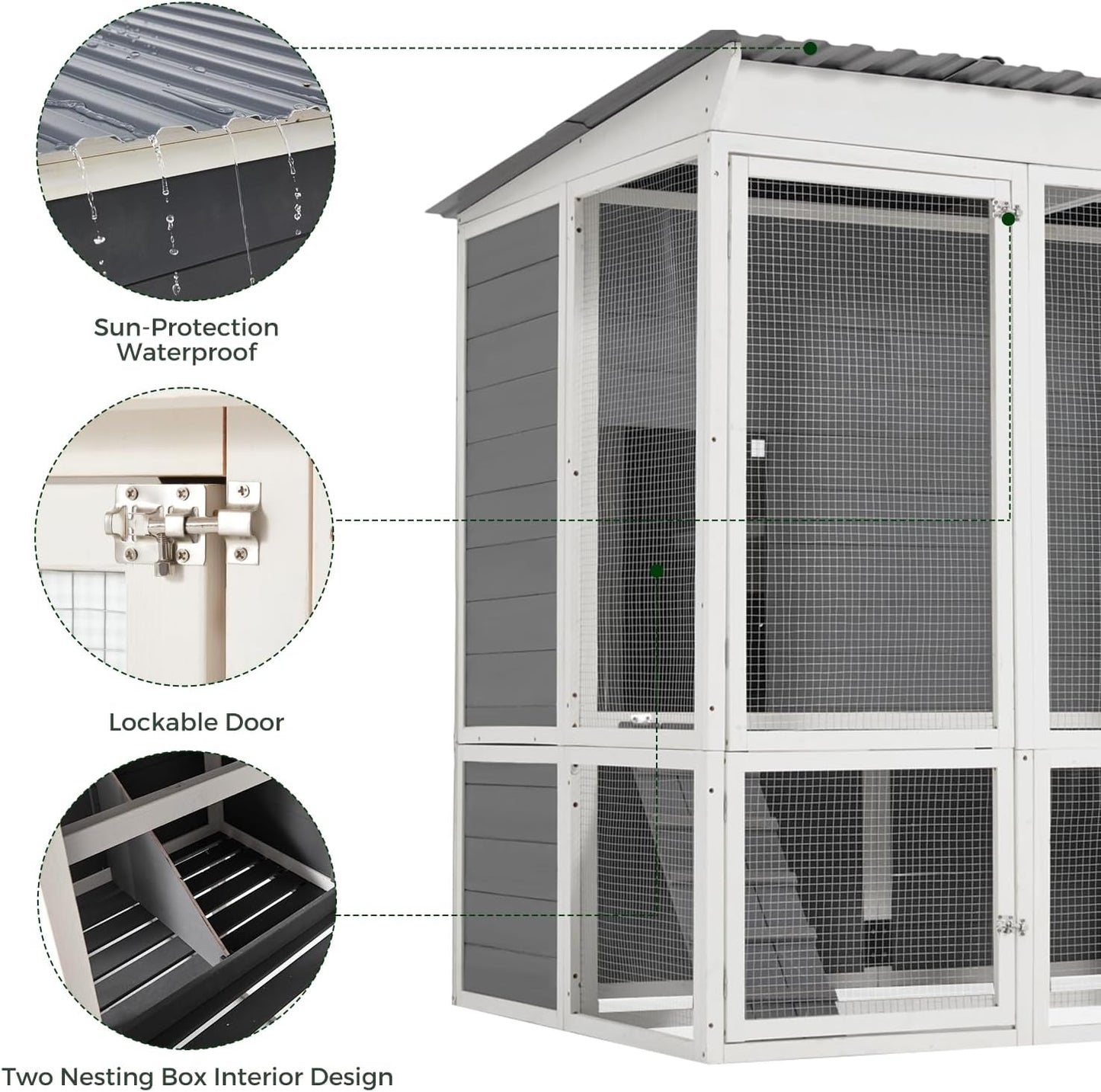 YODOLLA Chicken Coop,Large Wooden Chicken Hutch with 4 Nesting Boxes for 6 8 Chickens for Backyard