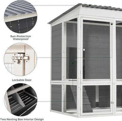YODOLLA Chicken Coop,Large Wooden Chicken Hutch with 4 Nesting Boxes for 6 8 Chickens for Backyard