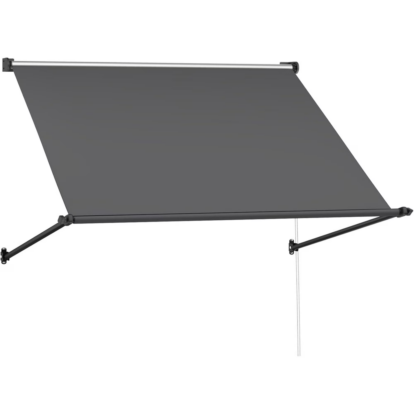 AECOJOY 80"x65" Manual Retractable Patio Awning in Dark Grey