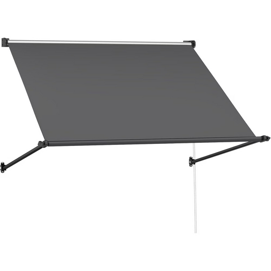AECOJOY 80"x65" Manual Retractable Patio Awning in Dark Grey