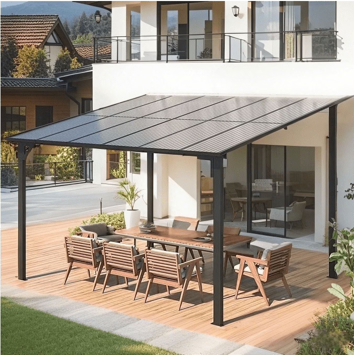 AECOJOY 10' x 12' Hardtop Gazebo Outdoor Aluminum Pergola for Garden, Patio, Backyard-Gray