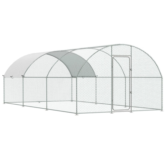 YODOLLA 195 Sq.Ft Large Walk-in Metal Chicken Cage Round-Top Chicken Coop Run for 10 Chicken or More