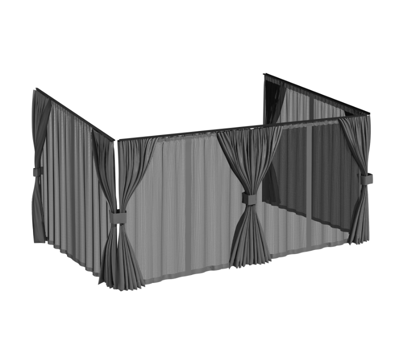 YODOLLA 10x14 Gray Curtain and Mosquito Netting Set for Gazebo
