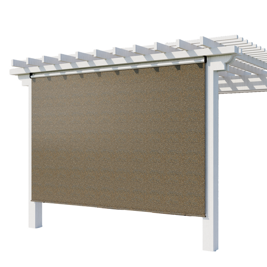 AECOJOY Outdoor Roller Shade, 8"(W) x10(H) Sun Shade Cover Canopy with 99% UV Protection, 220GSM HDPE Exterior Cordless Roll Up Shade Blinds Privacy Screen for Patio, Pergola, Gazebo, Mocha