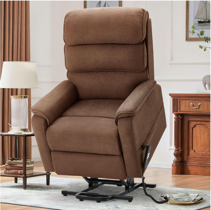 Danrelax Electric Dual Motor Power Recliner Lift Chair, Heat/Vibration/Massage/Remote Control, Fabric, For Bedroom, Living room, Office, Brown