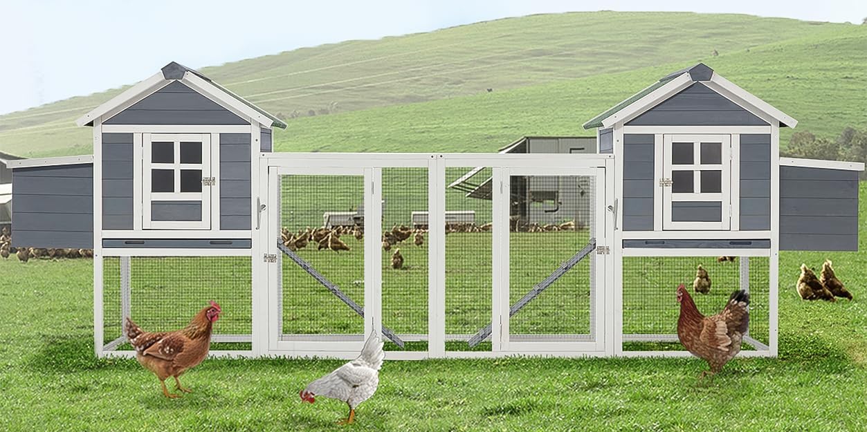 YODOLLA 123” Large Wooden Chicken Coop For 6 8 chickens Chicken Coop Clearance with Nesting Boxes