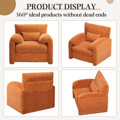 YODOLLA Oversized Accent Chair for Living Room, 36.2'' Chenille Mid Century Reading Chair in Orange
