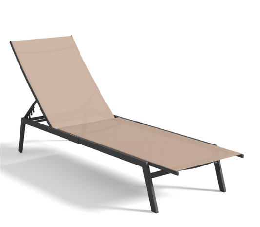 AECOJOY Patio Adjustable Lounge Chair Recliner with Wheels - Beige